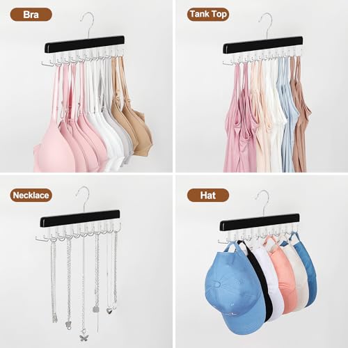 TOPIA HANGER 20 Hooks 2 in 1 Belt Tie Hanger for Closet Max 30 Belts with 30 Ties Capacity, Belt Tie Racks Wooden Hanger for Closet Organizer Storage “U” Fit for Belt and “一” Fit for Tie - CT47B