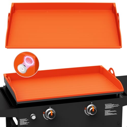 Magnetic Silicone Griddle Cover for Blackstone - 28 Inch Silicone Grill Mat Upgraded Heavy Duty Omnivore Griddle Top Cover for Blackstone Accessories, Protect Grill from Rust & Dirt (Orange 28 inch)