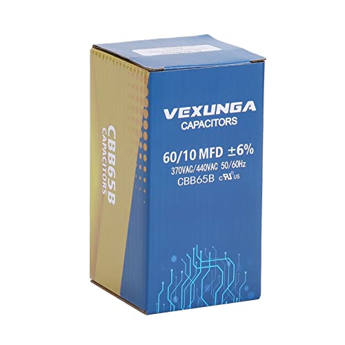 image for VEXUNGA 60/10 uF 60+10 MFD 370VAC or 440VAC Dual Run Start Round A/C C