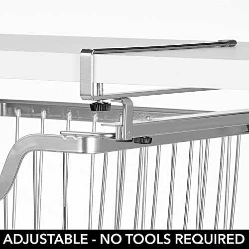 Mdesign Wire Under Shelf Organizer For Cabinet - Sliding Basket For Under Cabinet Shelf - Hanging Storage Organizer Rack For Kitchen Shelves And Pantry With Label Space - Carson Collection - Chrome #TOP5