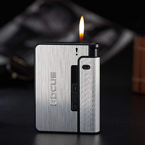 Metal Cigarette Case, Regular Lighter Case/Box Cigarette Pocket Holder, Flip Top Cigarette Cases for Men and Women-Silver