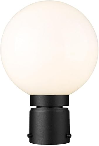 Miniatura 1 de Z-Lite 597PHM-BK Laurent - 1 luz para montaje en poste al aire libre con cristal ópalo en estilo moderno, 11.5 pulgadas de alto y 8 pulgadas de