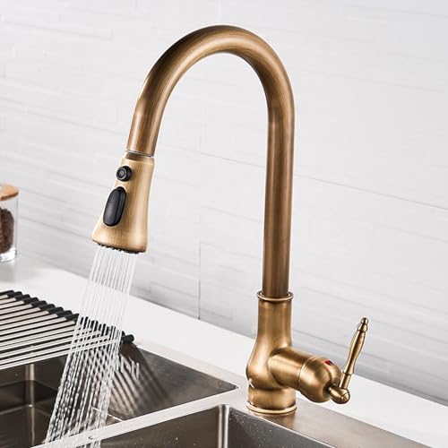 Robinet de cuisine en laiton avec douchette orientable double mode
