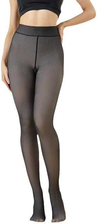 Womens Fleece Lined Tights Winter Warm Thermal Tights Fake Translucent Thick Pantyhose