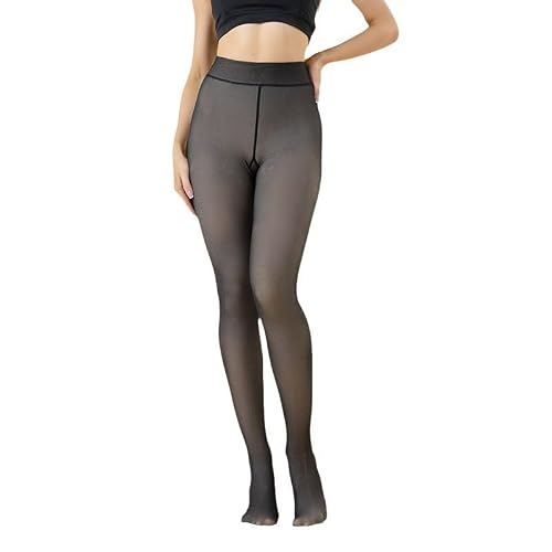 Mincib - Mincib Womens Fleece Lined Tights Winter Warm Thermal Tights Fake Translucent Thick Pantyhose, Black, Small-Medium, 220g - Best Deal on Amazon