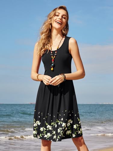 KILIG Summer Dresses for Women Casual Beach Sundress 2025 Sleeveless Floral Pleated Midi Vacation Sun Dress3