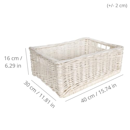 Panier de rangement en osier blanc boite rangement osier rectangulaire