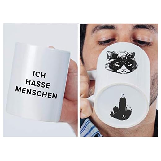 Premium "Ich hasse Menschen" | Tasse mit Katzen-Motiv | lustiges Geschenk