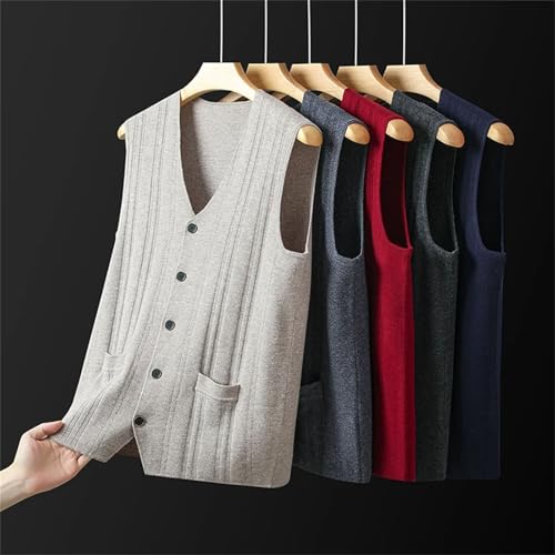 Men's Office Classic Sleeveless Knitted Cardigan Casual V-Neck Single Breasted Solid Wool Suit Vest2