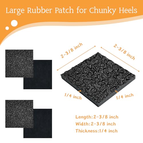 Image of Shoe Heel Repair, Rubber Sole Sheet, 1 /4 Inch Thick, Black, 4 Patches