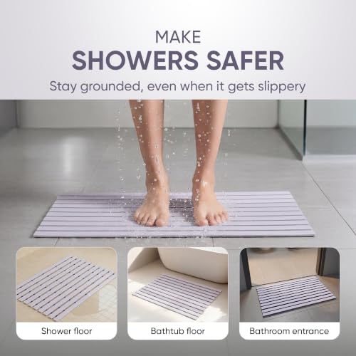Image of Frido AeroDry Bath Mat, Premium Anti-Slip Bathroom Mat with Firm Grip, Fast-Drain Design & Gentle Massage Texture, Non-Slip PVC Shower Mat for Bathroom Floor - Lavender Mauve