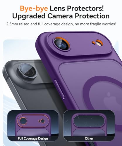 Image of CANSHN Magnetic Compatible with iPhone Air Case(6.5 Inch), Upgraded [Full Camera Protection] [Compatible with Magsafe] [Translucent Matte] Shockproof Phone Cover for iPhone 17 Air Case,Deep Purple