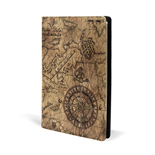 Antiguo mapa del mundo antiguo, fundas de libro de cuero para la escuela, oficina, cuaderno de texto, tapa dura, A5, 5.8 x 8.7 pulgadas para...