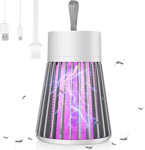 Bug Zapper Indoor Mosquito Zapper with Safety Grid USB Mosquito Trap Fly Zapper with Small Brush Radiationless LED Mosquito Killer for Indoor Home Office Car Patio Gray.