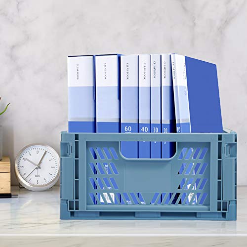 Faltbar Plastik Lagerkisten Regal Körbe,4er-Set Falten Aufbewahrungskorb Küche Schubladeneinsätze Stapelbare Lagerkästen Transport boxen Schrankbehälter Cubes Home Office Schlafzimmer Küche -Blau