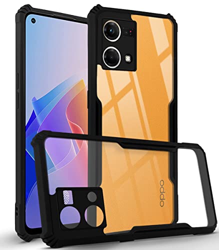 Image of Jkobi Back Cover Case for Oppo Reno7 | Reno 7 4G (Crystal Glass Back | Camera Protection | Shockproof Bumpers | Professional Black)