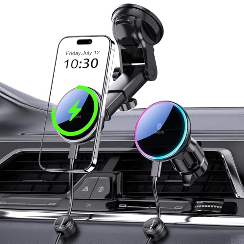 MOKPR for Mag-Safe Car Mount Charger, Magnetic Phone Holder for Your Car Charger Dash Windshield Vent Magnetic Wireless Car Charger Mount for iPhone 17 16 15 14 13 12