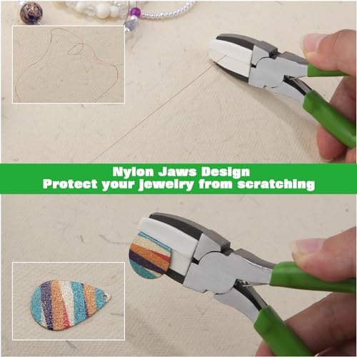 Image of 5 Inches Double Nylon Jaw Pliers Flat Nose Pliers for Jewelry Making with 2 Replacement Nylon Jaws Parallel Plier Soft Jaw Plier Jewelry Making Tools for Beading Wire Shaping DIY Hobby