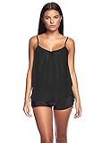 [page_title]-Raffinierter Tankini mit/ohne Bügel in verschiedenen Farben/Größen/Träger/Rockteil verstellbar/Bandeau/Cut Out f5371,Tankini Schwarz, Hotpants N(sw),40 (M)