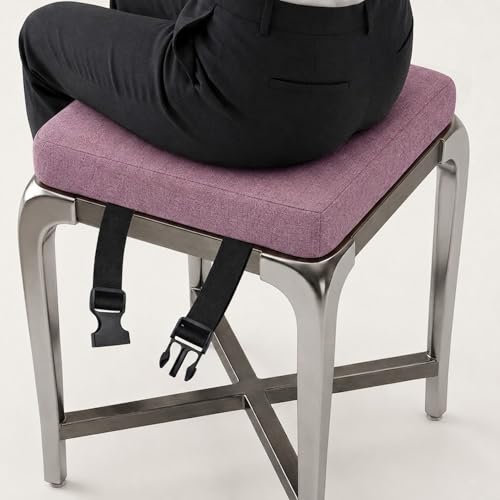 Genérico Cojines para Sillas Cuadrados con Lazos, Cojín Asiento de Lino Transpirable, Espuma de Alta Densidad, Desenfundable Antideslizante Interior Exterior(Púrpura Claro,50x50x8cm)