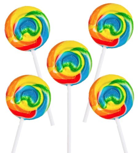 Rainbow Swirl Lollipops – 40-Count Mixed Fruit Flavor Individually Wrapped Party Suckers – Imagine Splash Candy Buffet & Goody Bag Treats