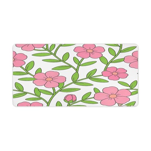 Line Pink Flower Desk Pad impermeable 30x60 cm