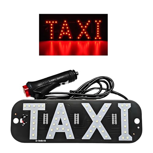 VCYOPN Taxi LED Sign Decor, Bright Taxi Logo LED Light with 12V Car Charger Inverter & Suction Cups, Vibrant Cab Indicator Lamp Taxi Flashing Hook on Window for Drivers, Car Accessories (Red)