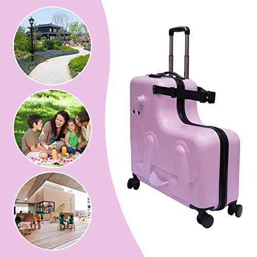 24" Kids Luggage, Kid Ride on Suitcase with Combination Lock&Wheels, Pink Carry On Trolley Luggage Kid Gift Recommended Age 4-12 Years Old3