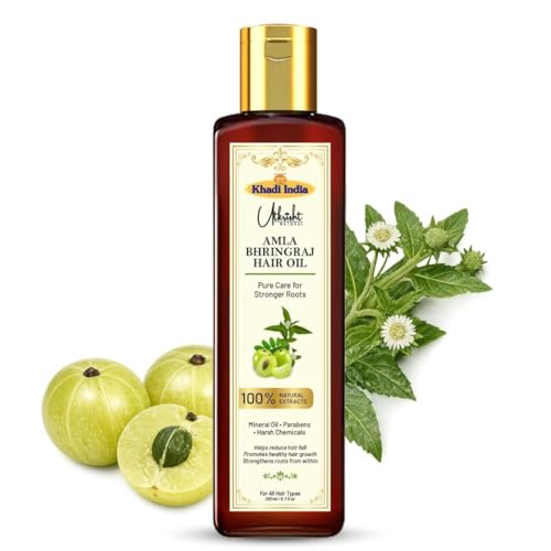 Image of Khadi Utkrisht Amla Bhringraj Hair Oil for Hair Growth & Hair Fall Control | Ayurvedic Herbal Oil for Strong, Thick & Healthy Hair | Suitable For All Hair Types- 200ML