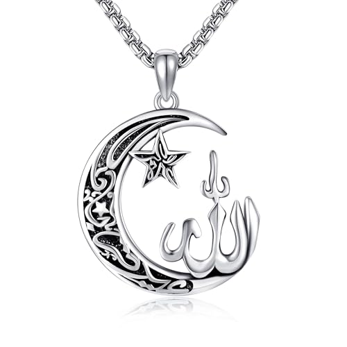Allah Necklace 925 Sterling Silver Allah Pendant Necklace Muslim Islamic Jewelry For Men Women