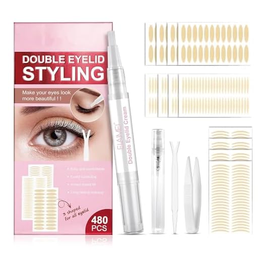 Eyelid Lifter Strips 480Pcs, Eyelid Tape, Design Double Eyelid Lifter Strips, Waterproof Invisible Eyelid Sticks with Styling Cream, Droopy Eyelid, Big Eye Tools, Fork Rods & Tweezers