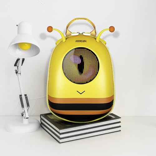 Image of Hookaba GlowBuddy LED Eyes Backpack 13L | Kids Smart Bag with App Control, Programmable Screen & Water Resistant | for School, Picnic, Travel | Mini Digital Daypack for Girls & Boys (Bee Yellow)