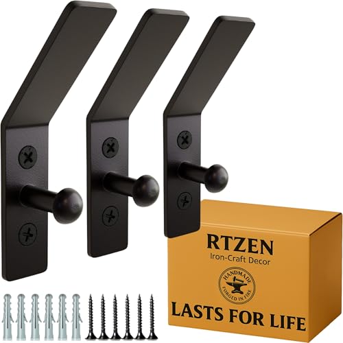 RTZEN Classic Farmhouse Wall Mount Multi-Use Wrought Iron Hook Set (3 Pack) by RTZEN - Used condition - US$12.48