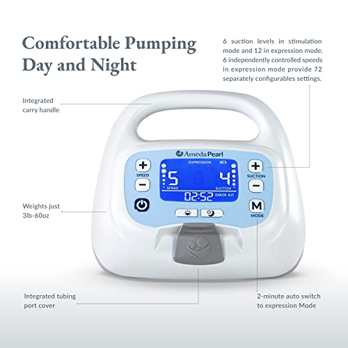 Ameda Pearl Hospital Grade Breast Pump | Ameda Electric Breast Pump | Rechargeable Battery | Medical Grade | Pumps for Breastfeeding - Image 3