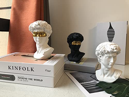 Ecacon Greek Statue Décor,6 Inch David Bust Statues,Roman Statue For Home Decor Resin Sculptures Home Decor Figurine For Shelf Decor Accents Room Decor (Classic White). #TOP3