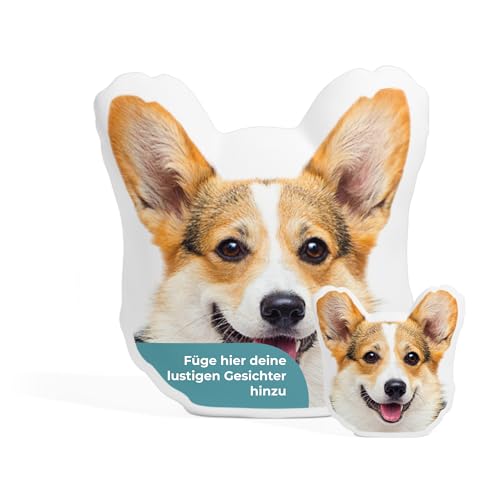 Cimpress Personalisiertes Fotokissen, Kissen in Hundegesichts-Form selbst gestalten, 38 × 40 cm, kleines Kissen mit eigenem Foto Bedruckt, lustige Geschenkidee zum Valentinstag oder Geburtstag