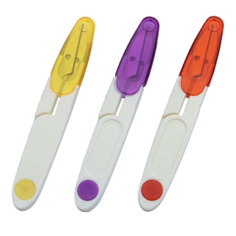 Image of Prabhas Designs U-Shaped Portable Plastic Small Yarn Scissors with Transparent Cover, Thread Cutter for Embroidery, Fabric, Paper, Quilting, Scrapbooking, Dressmaking, Handwork (3)