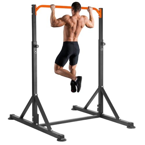 ONETWOFIT Pull Up Station Power Tower Adjustable Pullup Bar Multifunction Strength Training Workout Gym Equipment Free Standing Chin up Bar for Home Outdoor Support 440LBS (Orange)