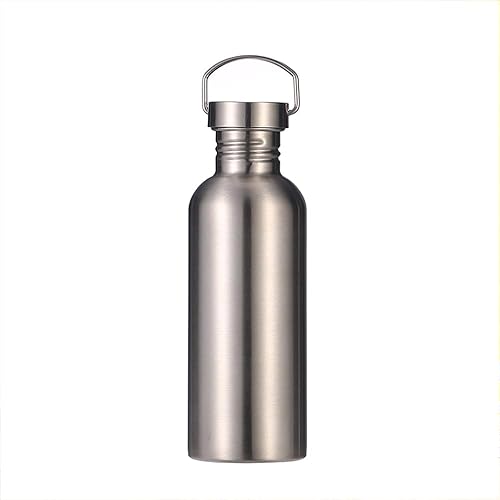 Miniatura 13 de Botella de agua de acero inoxidable de una sola pared, botella de agua grande para acampar con asa, boca ancha, a prueba de fugas, ligera, para