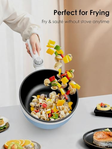 Image of Audecook Electric Hot Pot Mini Electric Skillet Adjustable Power Nonstick | Portable Cooking Pot Multi Ramen Cooker for Noodles, Soup, Steak, Eggs, Oatmeal, Home, Office, Dorm Room, and Travel