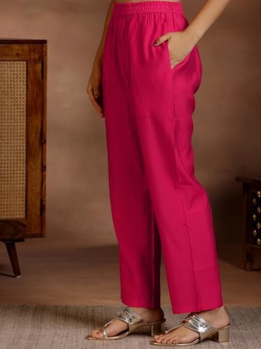 Image of Libas Yoke Design Silk blend Straight Kurta Set for Women | daily wear suit