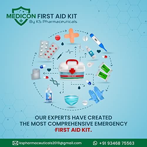 Image of First Aid Kit | Medicine Storage Box & Family Emergency Organizer | Compact Red Medical Box for Domestic, Home, Office, Car & Industrial Use (Small Red Box)