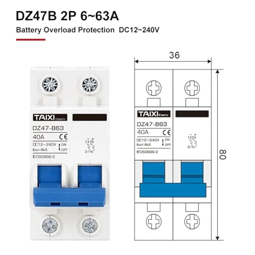 Protector de batería 125A DZ47B interruptor automático CC unipolar 12V 48V para raíl DIN coche 4