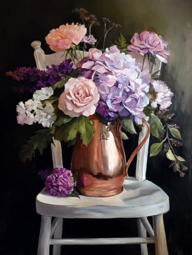 Cuadros para pintar por numeros adultos de flores para decoracion salon modernos