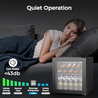 Kndko Bevera Refrirator,mini frid 12 Bottle 48 Can with Glass Door,Drink frid and cooler with Adjustable Shelves for Wine Juice Beer Soda,Perfect for Home,Office,1.3 Cu.Ft