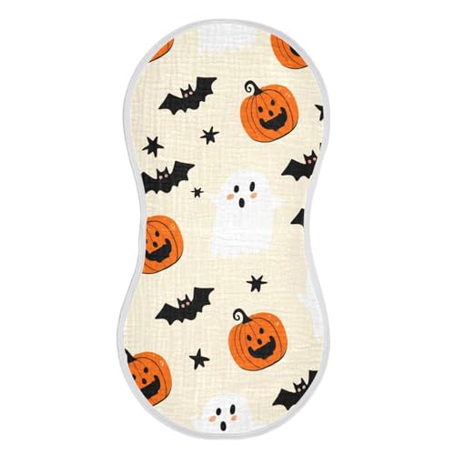 Baby Burp Cloths, Soft Absorbent Burping Cloths for Babies, Cotton Milk Spit Up Rags, Large Size for Newborns, Baby Boys and Girls (Boo Halloween Print)