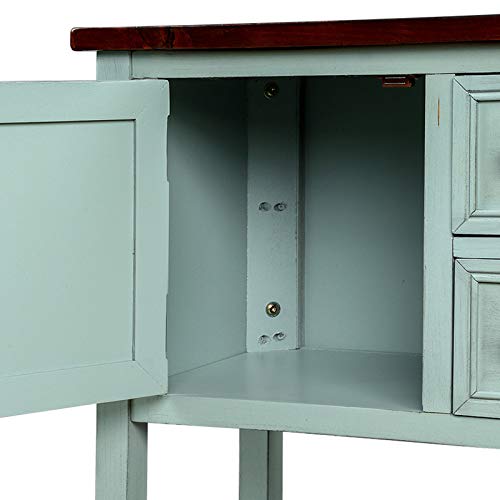 P Purlove Console Table Buffet Table With Storage Drawers Cabinets And Bottom Shelf (Antique Blue) #TOP5