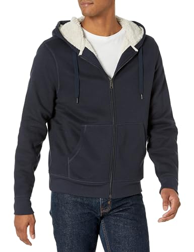 Amazon Essentials Herren Hoodie mit Sherpa-Futter und durchgehendem Reißverschluss, Marineblau, XL