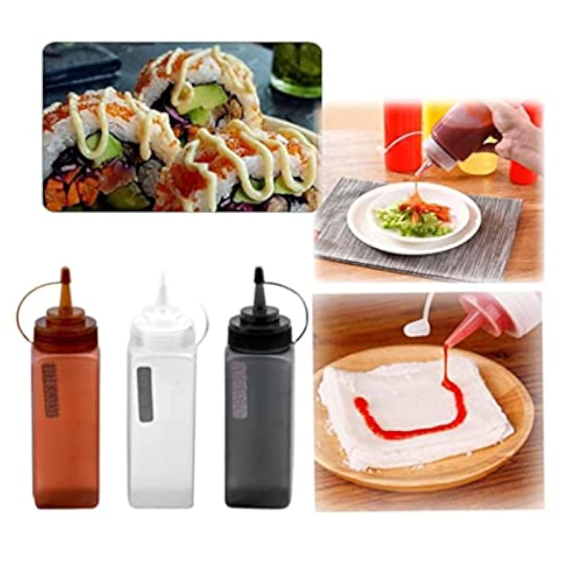 Squeeze Bottle Set for Ketchup, Mustard, and Sauce