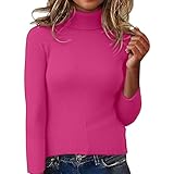 Pullover Damen Rollkragen Winter Langarm Strickpullover Basic Lässig Pulli Lose Gestrickt Sweater...